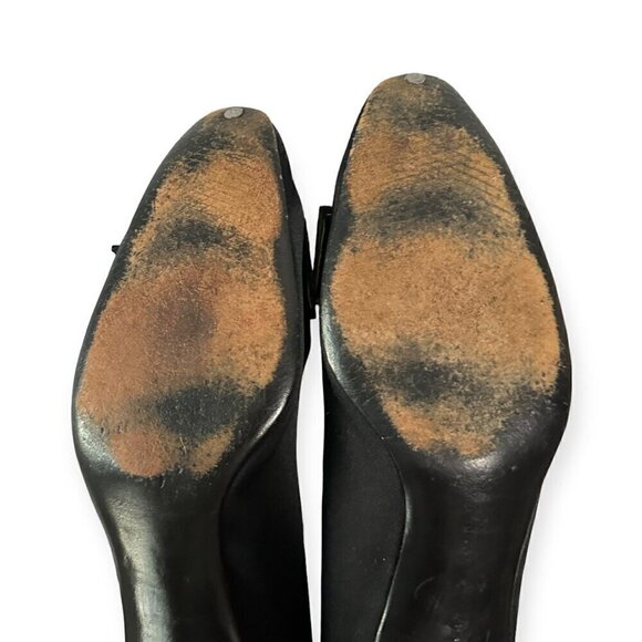 Vintage 60s Roger Vivier Black Satin Evening Pumps with Rhinestone Buckles - Picture 11 of 14